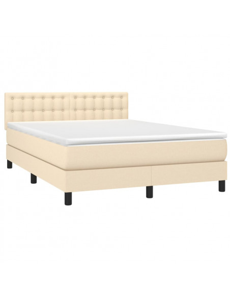 Letto a Molle con Materasso e LED Crema 140x200 cm in Tessuto