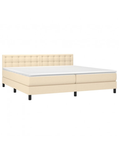 Letto a Molle Materasso e LED bianco 200x200cm in Tessuto