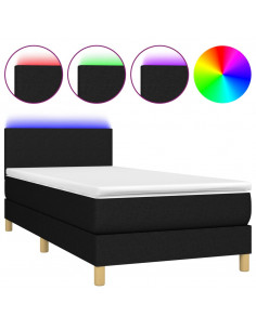 Letto a Molle con Materasso e LED Nero 80x200 cm in Tessuto 2