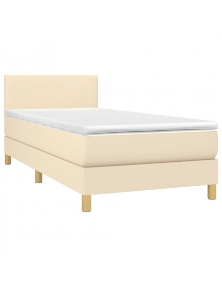 Letto a Molle con Materasso e LED Crema 90x190 cm in Tessuto