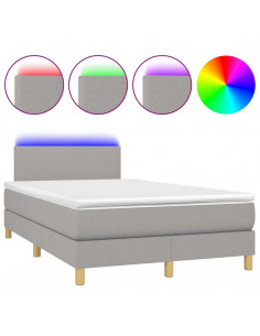 Letto a Molle Materasso e LED Grigio Chiaro 120x200 cm Tessuto 2
