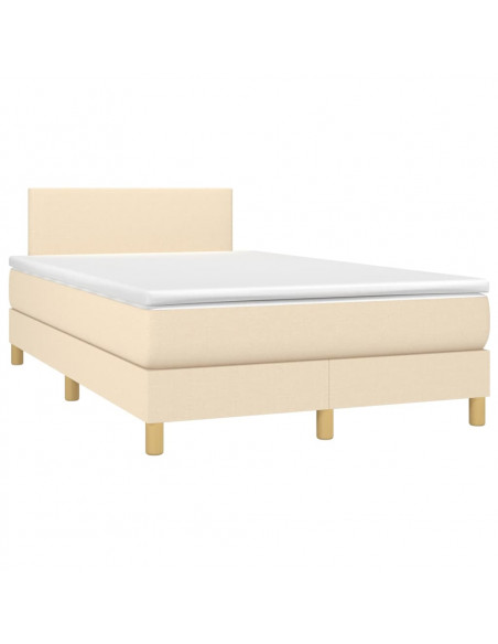 Letto a Molle con Materasso e LED Crema 120x200cm in Tessuto