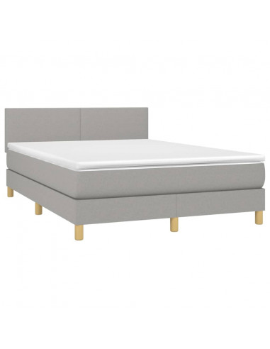 Letto a Molle Materasso e LED Grigio Chiaro 140x190 cm Tessuto