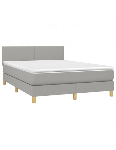 Letto a Molle Materasso e LED Grigio Chiaro 140x200 cm Tessuto