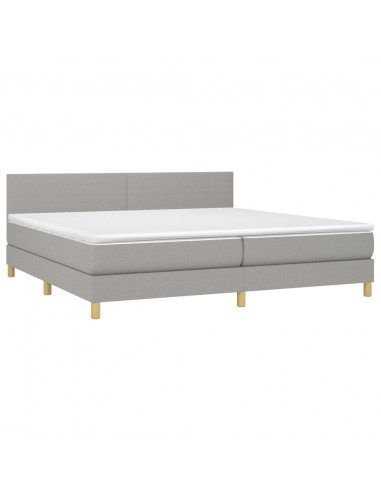 Letto a Molle Materasso e LED Grigio Chiaro 200x200 cm Tessuto