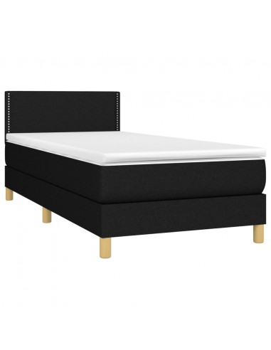 Letto a Molle con Materasso e LED Nero 90x200 cm in Tessuto