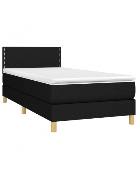 Letto a Molle con Materasso e LED Nero 90x200 cm in Tessuto