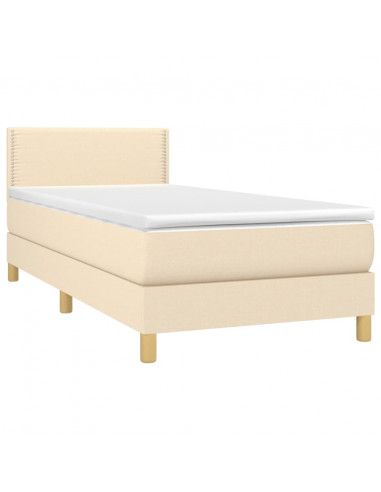 Letto a Molle con Materasso e LED Crema 100x200cm in Tessuto