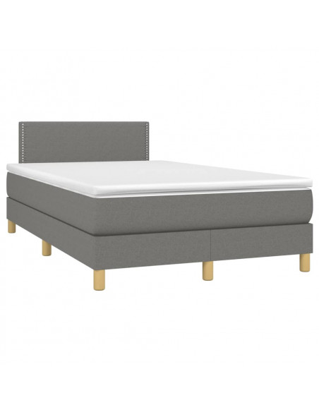 Letto a Molle Materasso e LED Grigio Scuro 120x200cm in Tessuto