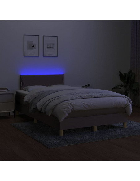 Letto a Molle con Materasso e LED Tortora 120x200cm in Tessuto