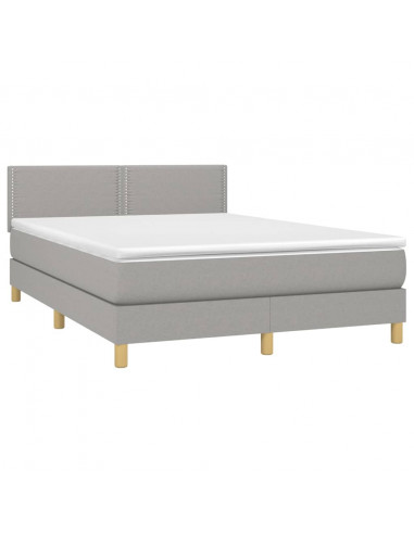 Letto a Molle Materasso e LED Grigio Chiaro 140x190 cm Tessuto