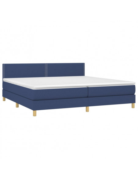 Letto a Molle Materasso e LED Blu 200x200cm in Tessuto