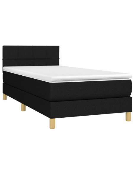 Letto a Molle con Materasso e LED Nero 90x200 cm in Tessuto