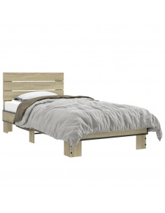 Giroletto Rovere Sonoma 90x190cm in Legno Multistrato e Metallo 2