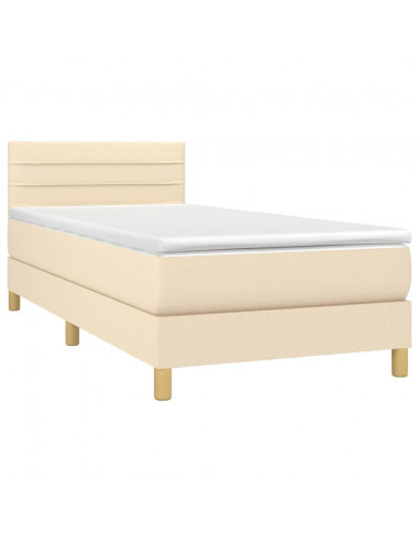 Letto a Molle con Materasso e LED Crema 100x200cm in Tessuto