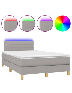 Letto a Molle Materasso e LED Grigio Chiaro 120x200 cm Tessuto 2