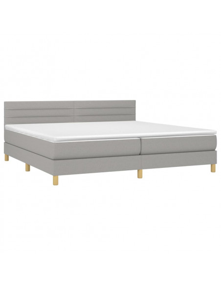 Letto a Molle Materasso e LED Grigio Chiaro 200x200 cm Tessuto