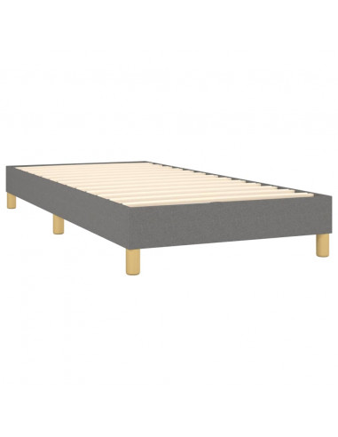 Letto a Molle Materasso e LED Grigio Scuro 80x200 cm in Tessuto