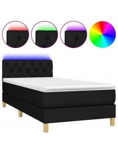 Letto a Molle con Materasso e LED Nero 80x200 cm in Tessuto 2