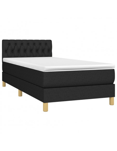 Letto a Molle con Materasso e LED Nero 90x200 cm in Tessuto