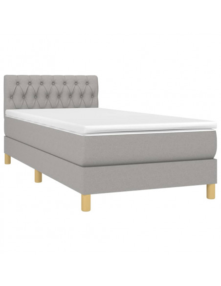 Letto a Molle Materasso e LED Grigio Chiaro 100x200 cm Tessuto