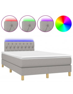 Letto a Molle Materasso e LED Grigio Chiaro 120x200 cm Tessuto 2