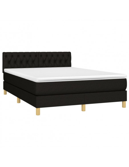 Letto a Molle con Materasso e LED Nero 140x200 cm in Tessuto