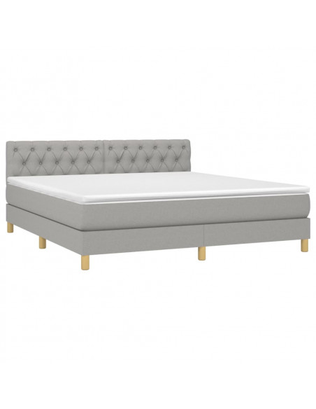 Letto a Molle Materasso e LED Grigio Chiaro 160x200 cm Tessuto