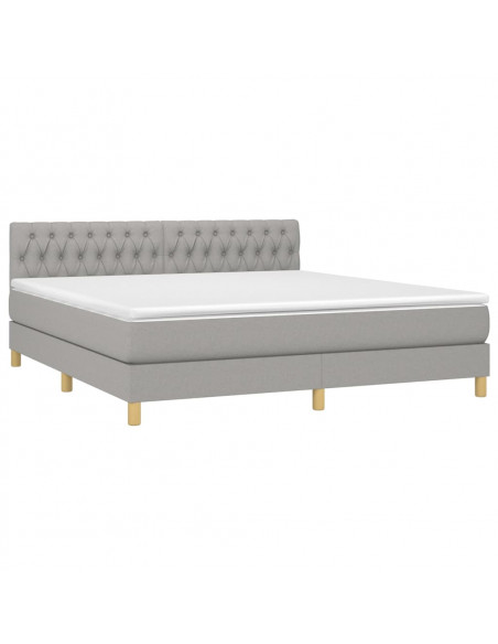 Letto a Molle Materasso e LED Grigio Chiaro 180x200 cm Tessuto