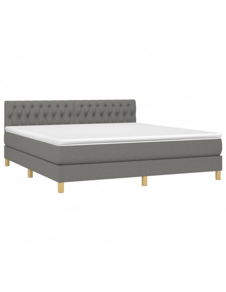 Letto a Molle Materasso e LED Grigio Scuro 180x200cm in Tessuto