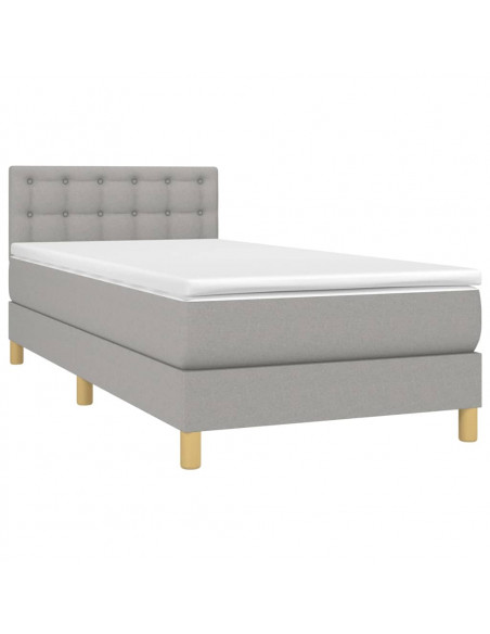 Letto a Molle Materasso e LED Grigio Chiaro 90x200 cm Tessuto