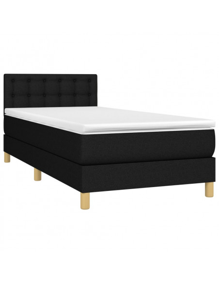 Letto a Molle con Materasso e LED Nero 90x200 cm in Tessuto