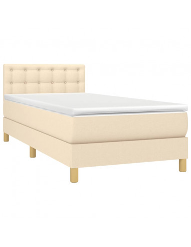 Letto a Molle con Materasso e LED Crema 90x200 cm in Tessuto