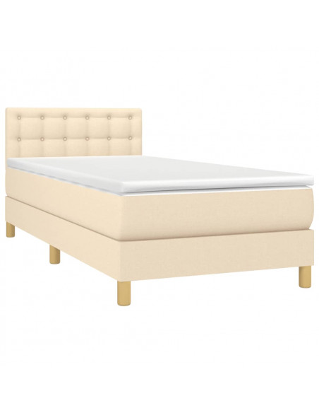 Letto a Molle con Materasso e LED Crema 90x200 cm in Tessuto