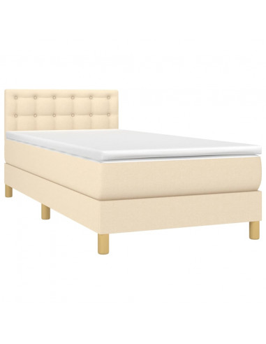 Letto a Molle con Materasso e LED Crema 100x200cm in Tessuto