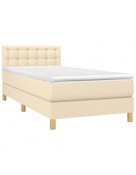 Letto a Molle con Materasso e LED Crema 100x200cm in Tessuto