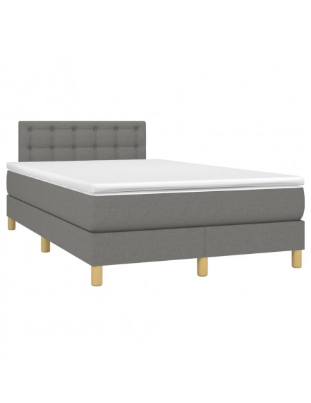 Letto a Molle Materasso e LED Grigio Scuro 120x200cm in Tessuto