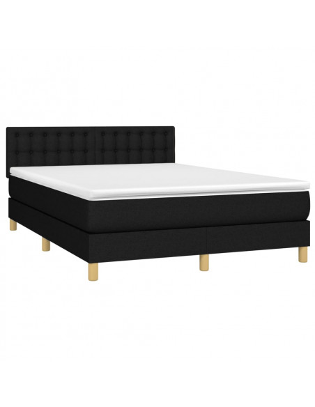 Letto a Molle con Materasso e LED Nero 140x200 cm in Tessuto