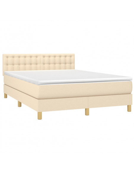 Letto a Molle con Materasso e LED Crema 140x200 cm in Tessuto