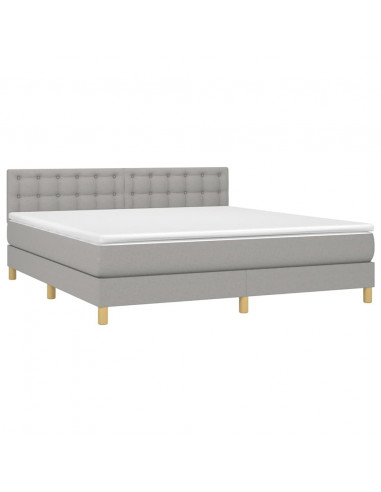 Letto a Molle Materasso e LED Grigio Chiaro 160x200 cm Tessuto