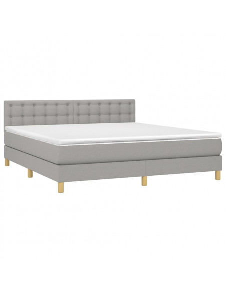 Letto a Molle Materasso e LED Grigio Chiaro 160x200 cm Tessuto