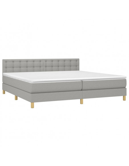 Letto a Molle Materasso e LED Grigio Chiaro 200x200 cm Tessuto