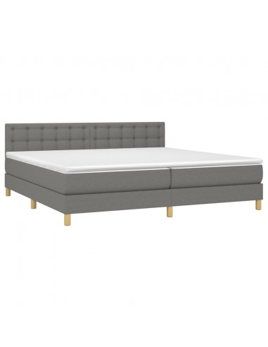 Letto a Molle Materasso e LED Grigio Scuro 200x200cm in Tessuto