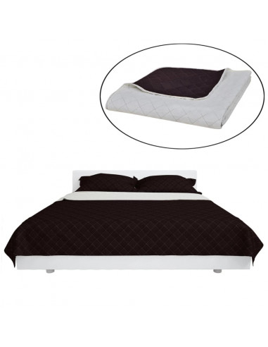 Oboustranný prošívaný přehoz na postel béžovo-hnědý 230 x 260 cm