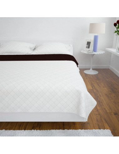 Oboustranný prošívaný přehoz na postel béžovo-hnědý 230 x 260 cm