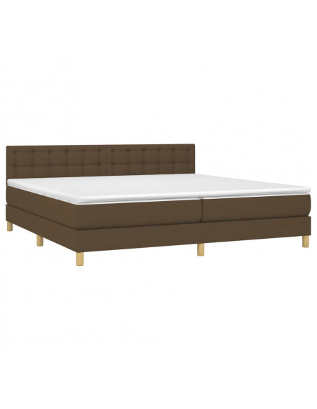 Letto a Molle Materasso e LED Marronescuro 200x200cm in Tessuto
