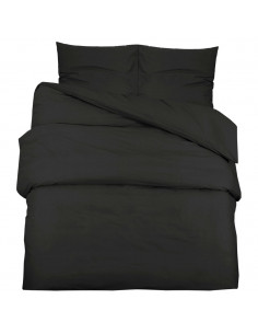 Set Copripiumino Nero 260x220 cm in Microfibra Leggera 2