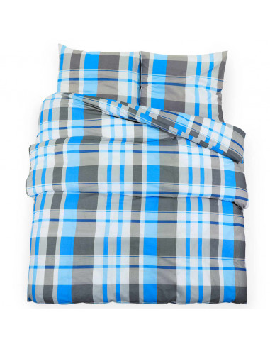 Set Copripiumino Blu e Grigio 225x220 cm in Cotone