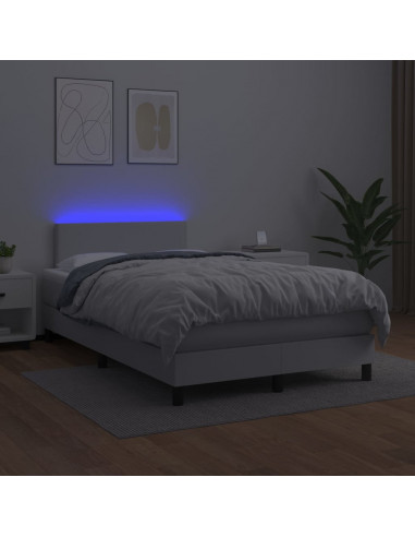 Giroletto Molle con Materasso e LED Bianco 120x200cm Similpelle