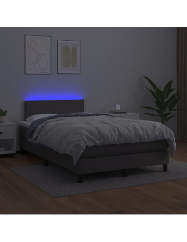 Giroletto Molle con Materasso e LED Grigio 120x200cm Similpelle